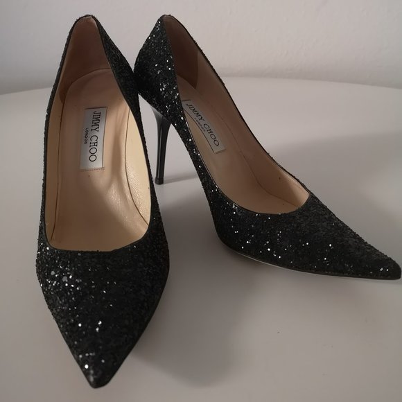JIMMY CHOO Anouk glitter-finished leather pumps - Picture 8 of 8